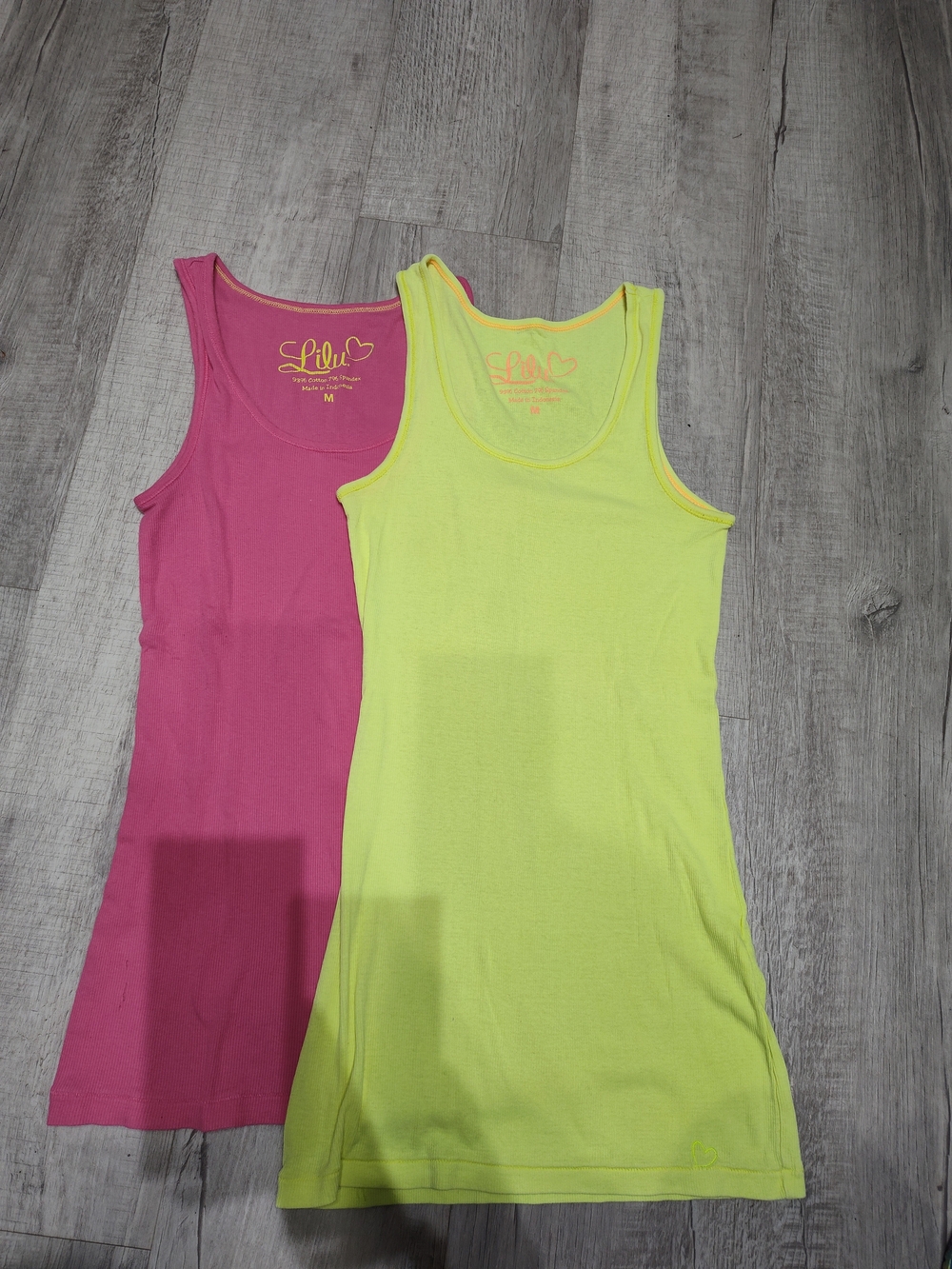 Set Of 2 Lilu Women's Tank Tops — Pink & Neon Yellow